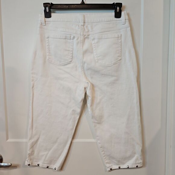 Silver Stud Embellished White Capris Gloria Vanderbilt sz12P - Picture 7 of 8